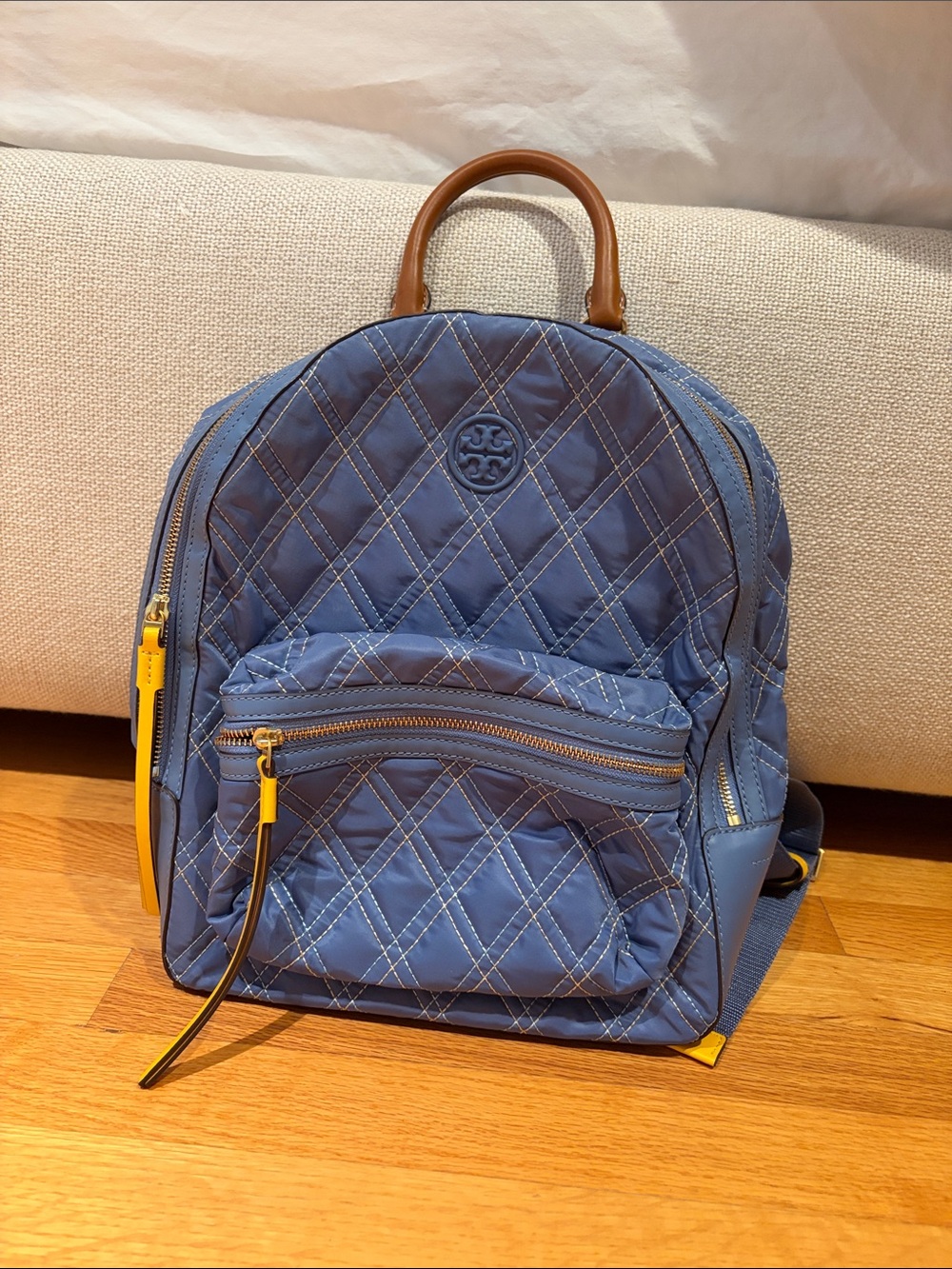 Tory Burch Perry Nylon Mixed Stitch Backpack Bluewood Bag